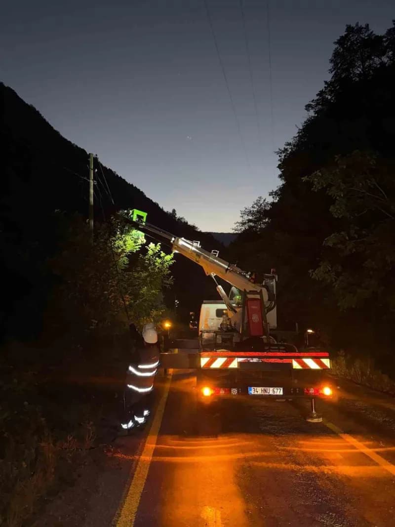 Çoruh EDAŞ saha çalışanları Rize ve Trabzon’da aşırı yağış sonrası elektrik arızalarını gideriyor