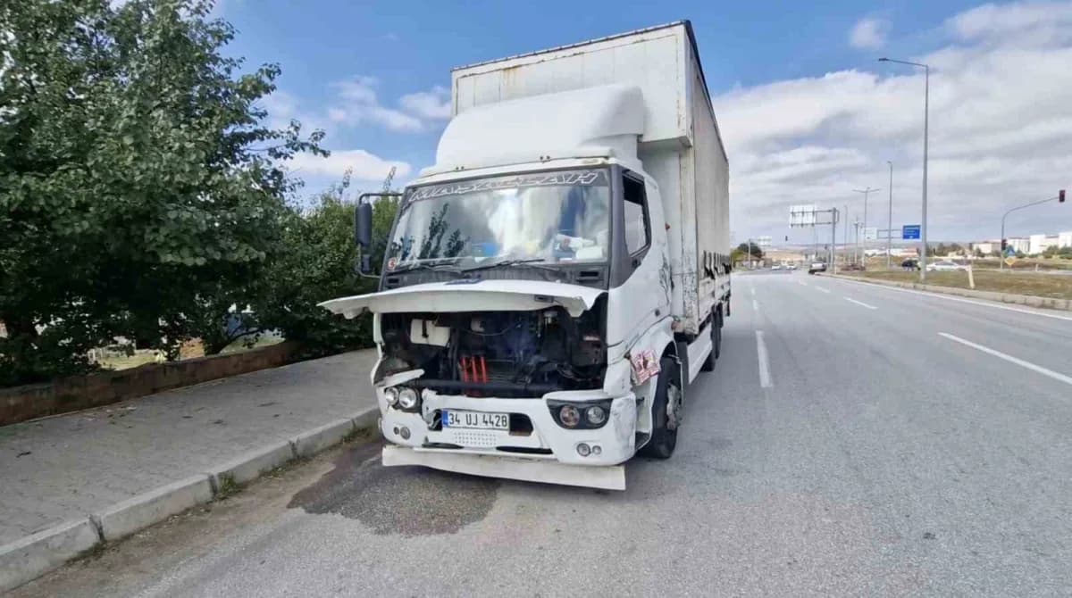 Kırmızı ışık ihlali yapan kamyon araçlara çarparak durabildi.