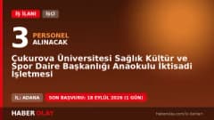 Çukurova Üniversitesi Anaokulu İktisadi İşletmesi personel alımı ilanı 2026