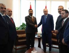 Cumhurbaşkanı Recep Tayyip Erdoğan ve Irak Başbakanı Ali Zeydi New York'ta Türkevi'nde görüşme yaparken