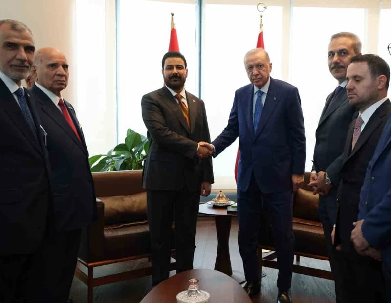 Cumhurbaşkanı Recep Tayyip Erdoğan ve Irak Başbakanı Ali Zeydi New York'ta Türkevi'nde görüşme yaparken