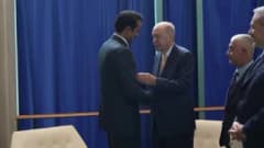 Cumhurbaşkanı Recep Tayyip Erdoğan ve Katar Emiri Şeyh Tamim bin Hamad Al Thani New York'ta görüşme yaparken