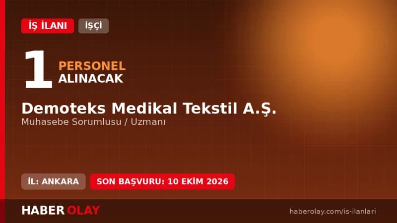 Demoteks Medikal Tekstil A.Ş. muhasebe sorumlusu alımı iş ilanı detayları