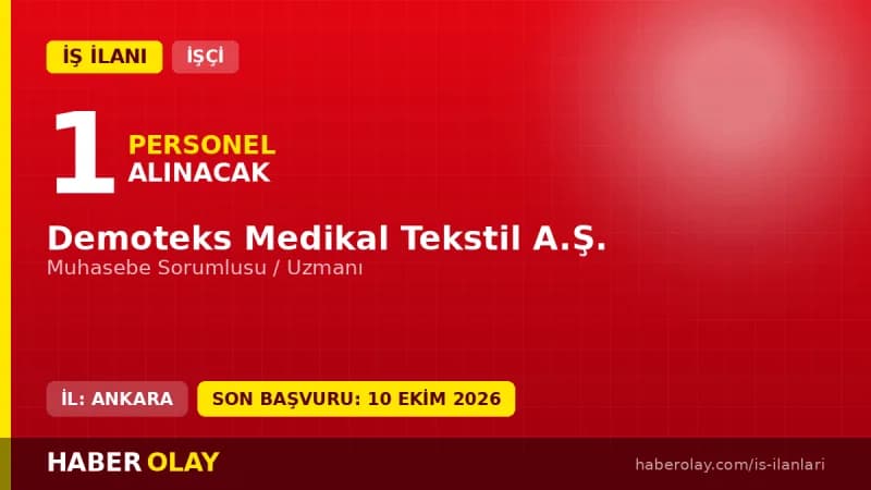 Demoteks Medikal Tekstil A.Ş. muhasebe sorumlusu alımı iş ilanı detayları