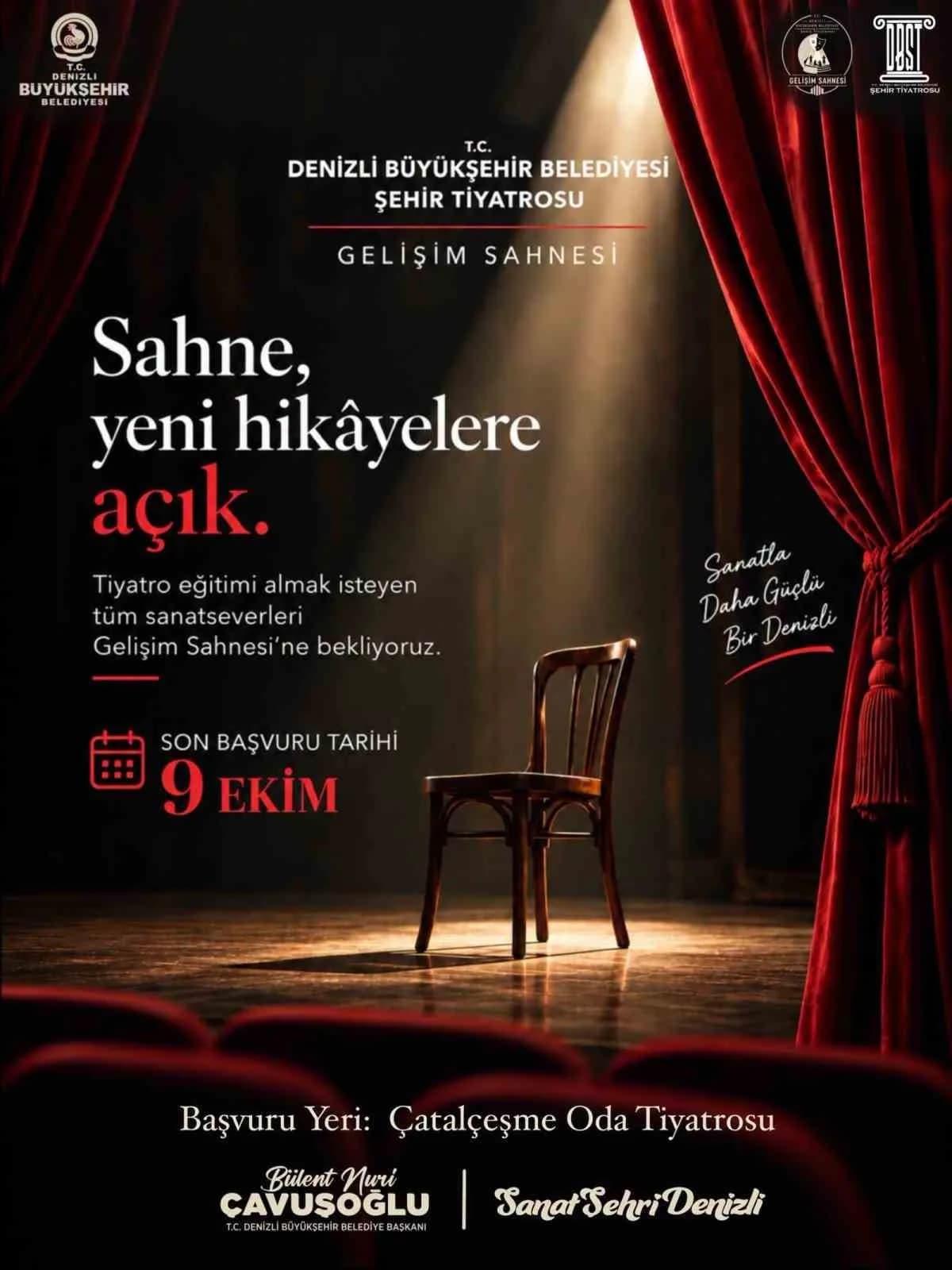 Denizli Gelişim Sahnesi tiyatro eğitimleri için başvuru yapan gençler ve sahne arkası görüntüleri