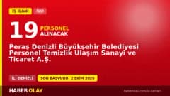 Denizli Peraş Denizli Büyükşehir Belediyesi personel alımı ilanı 2026