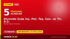 Derende Gıda İnşaat firması beden işçisi alımı ilanı başvuru detayları ve şartları