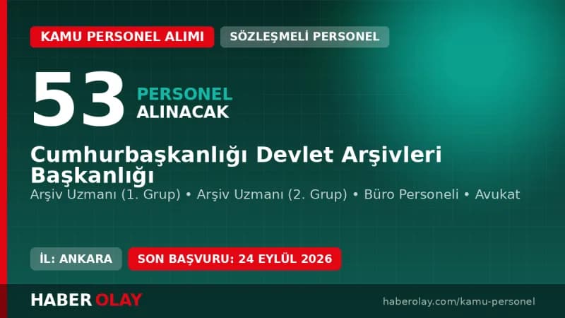 Devlet Arşivleri Başkanlığı 53 sözleşmeli personel alımı başvuru detayları