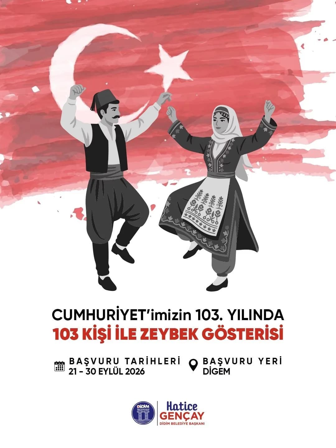 Didim’de 29 Ekim Cumhuriyet Bayramı için hazırlanan 103 kişilik zeybek gösterisi provalarından bir kare