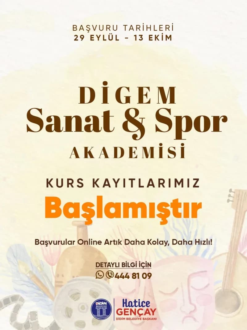 Didim Belediyesi DİGEM Sanat ve Spor Akademisi’nde sanat ve spor kurslarına katılan çocuklar ve gençler