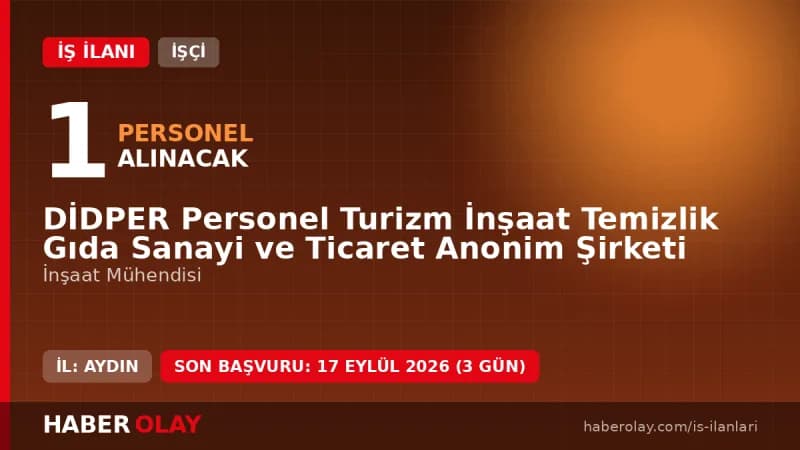 Didper Didim Belediyesi inşaat mühendisi alımı başvuru şartları ve detayları