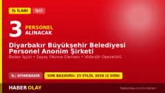 Diyarbakır Büyükşehir Belediyesi Personel A.Ş. 3 daimi işçi alımı ilanı başvuru detayları