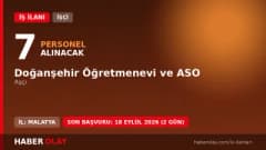 Doğanşehir Öğretmenevi ve ASO 7 aşçı alımı iş ilanı başvuru detayları