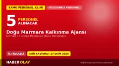 Doğu Marmara Kalkınma Ajansı 5 personel alımı ilanı 2026