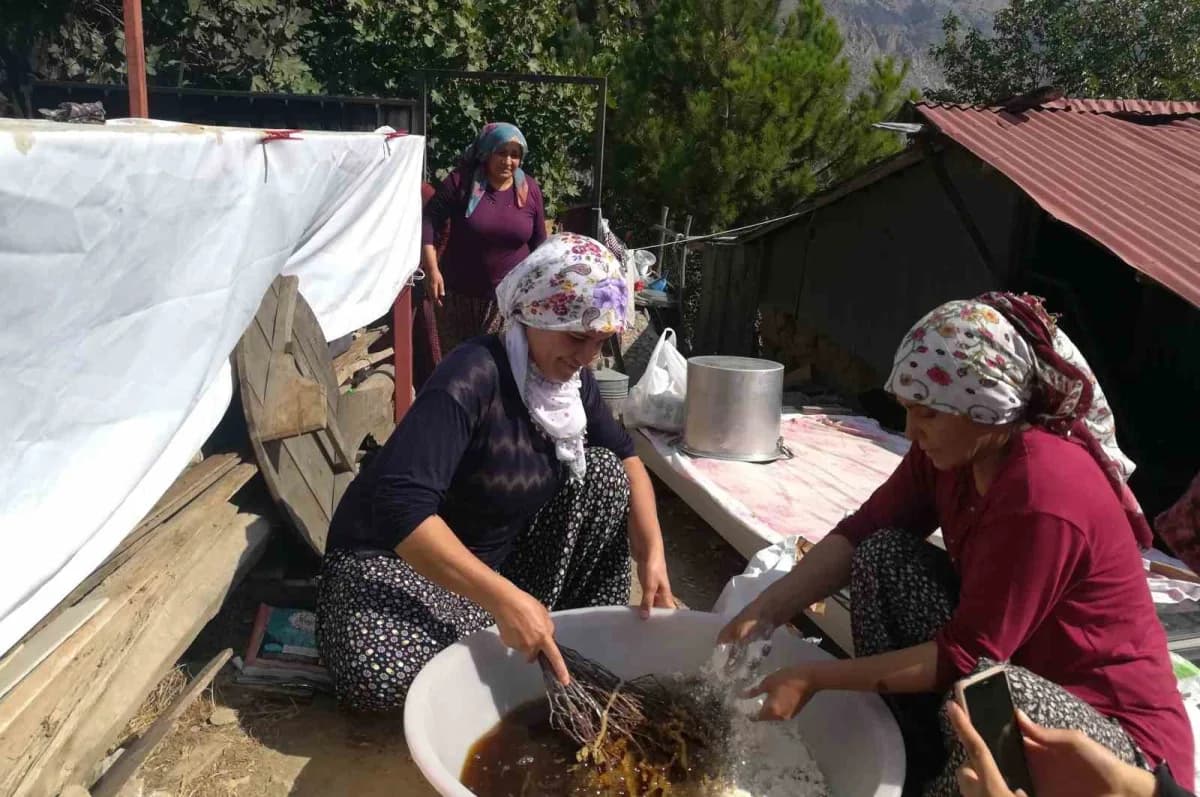 Kemaliye’de kadınlar pestili imece usulü hazırlıyor