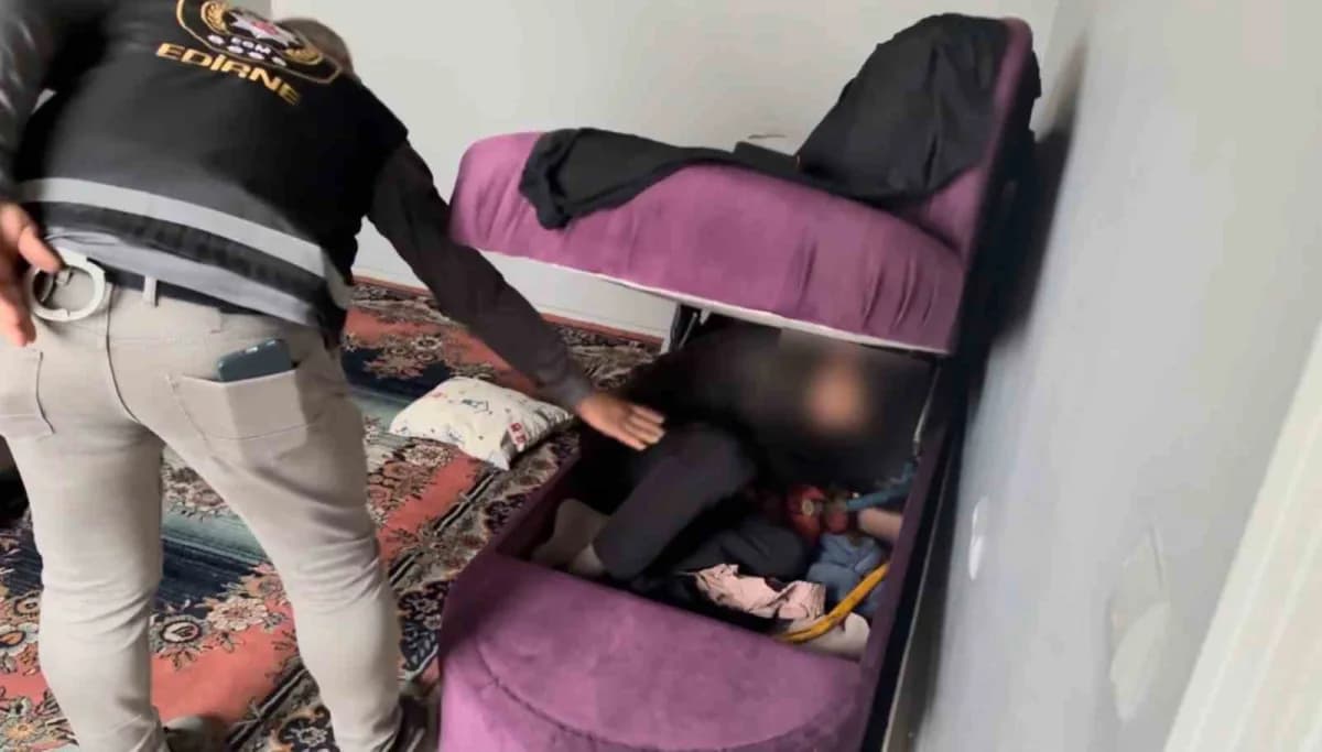 Edirne'de cezaevi firarisinin bazanın içinde yakalanma anı