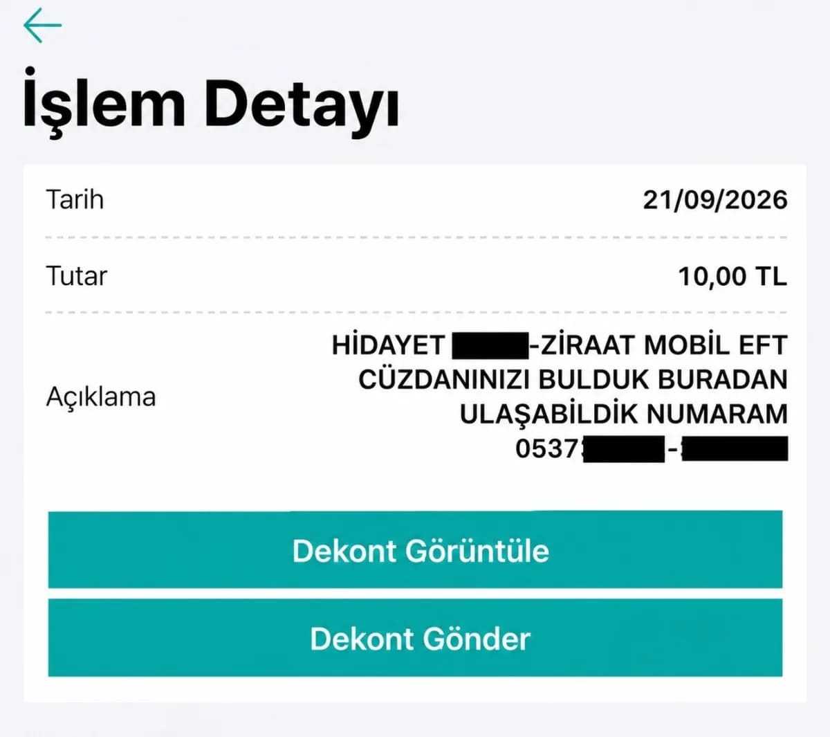 Elazığ'da bir şahıs bulduğu cüzdanın sahibine, hesabına 10 TL gönderip açıklama kısmına numarasını yazarak ulaştı