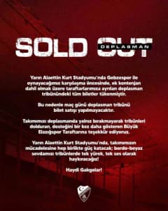 Elazığspor taraftarları deplasman maçında tribünleri dolduruyor