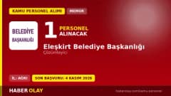Eleşkirt Belediyesi 1 Çözümleyici memur alımı için başvuru ve sınav detayları