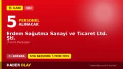 Erdem Soğutma Sanayi ve Ticaret Ltd. Şti. üretim personeli iş ilanı 2026