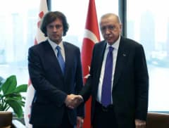Cumhurbaşkanı Recep Tayyip Erdoğan ve Gürcistan Başbakanı Irakli Kobakhidze New York'ta görüşme yaparken