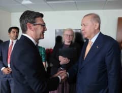 Cumhurbaşkanı Recep Tayyip Erdoğan ve İngiltere Başbakanı Andy Burnham New York'ta görüşme yaparken