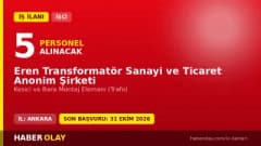 Eren Transformatör Sanayi ve Ticaret A.Ş. montaj elemanı iş ilanı Ankara Sincan OSB