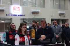 Erzincan 112 Acil Çağrı Merkezi binası ve çağrı operatörleri çalışma anı