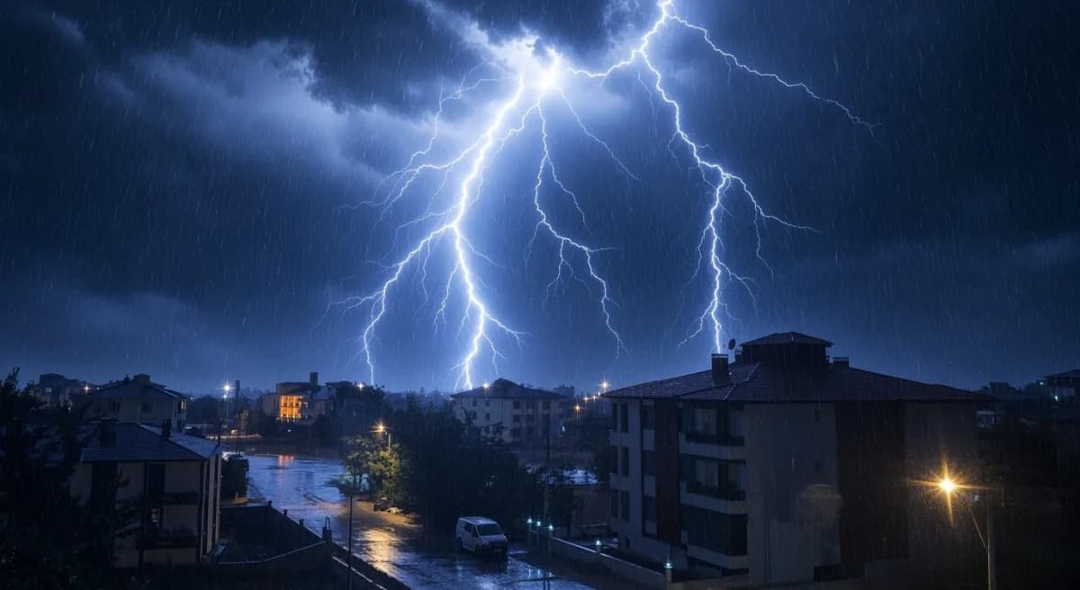 Erzincan’da geceyi şimşekler aydınlattı