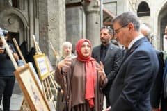 Erzurum Çifte Minareli Medrese’de açılan geleneksel Türk sanatları sergisinden bir görünüm