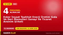Esker İnşaat Taahhüt AŞ Erzurum lastik kaplama işçisi alımı ilanı