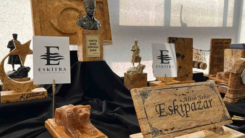 Karabük'ün Eskipazar ilçesinde çıkarılan ve coğrafi işaretle tescillenen Sarı Traverten Taşı'nın katma değerli ürünlere