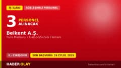 Eskişehir Belkent A.Ş. 3 personel alımı ilanı: Büro Memuru ve Garson pozisyonları