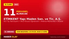 ETİMKENT A.Ş. Ankara Etimesgut işçi alımı ilanı 2026