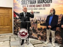 Fatih’te Filistin Sanat Günleri kapsamında açılan İşgal ve Direniş Sanatı sergisinden bir görünüm