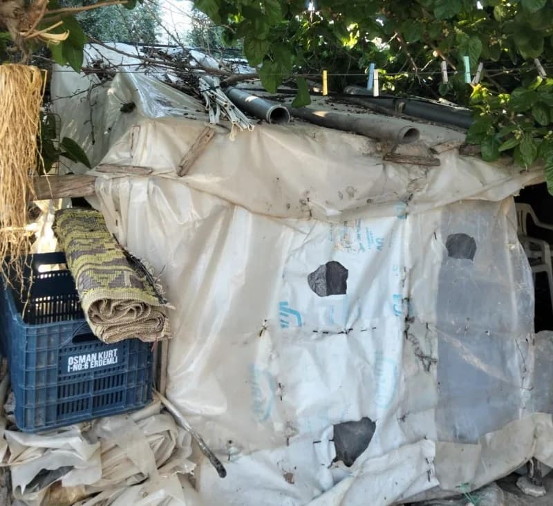 Mersin'de 3 çocuk annesi 69 yaşındaki Fatma Dinç'in hayatı çatma olarak tabir edilen naylonlarla kaplı yaşam alanında ge