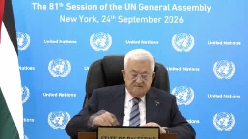 Filistin Devlet Başkanı Mahmud Abbas, BM Genel Kurulu’na görüntü kaydıyla hitap ederken