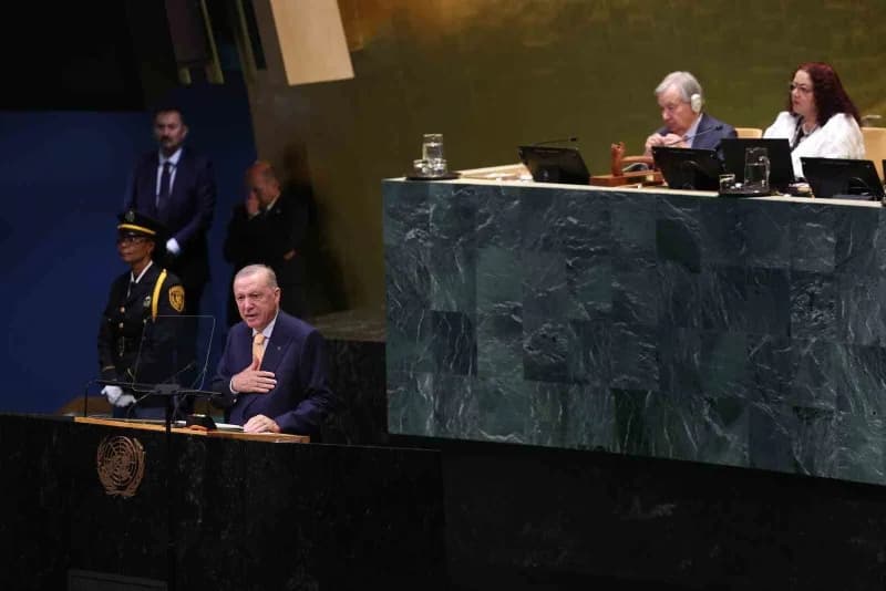 Cumhurbaşkanı Recep Tayyip Erdoğan BM 81. Genel Kurulu’nda konuşma yaparken