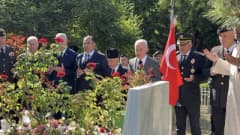 Kırklareli 19 Eylül Gaziler Günü töreninde Atatürk heykeline çelenk bırakılması