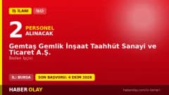Gemtaş Gemlik İnşaat Taahhüt Sanayi ve Ticaret A.Ş. işçi alımı ilanı Bursa Gemlik