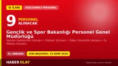 Gençlik ve Spor Bakanlığı sözleşmeli bilişim personeli alımı ilanı, 9 pozisyon, başvurular 21-25 Eylül 2026