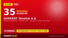 GOPKENT Yönetim A.Ş. İstanbul Gaziosmanpaşa 35 sürekli işçi alımı ilanı