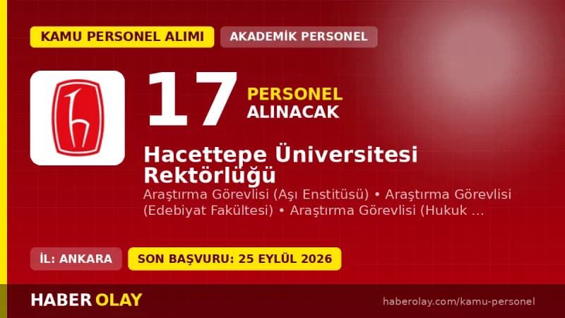Hacettepe Üniversitesi 17 öğretim elemanı alımı başvuru şartları ve kadro dağılımı