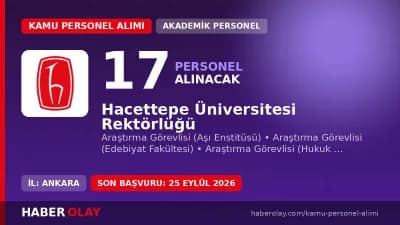 Hacettepe Üniversitesi 17 öğretim elemanı alımı başvuru şartları ve kadro dağılımı