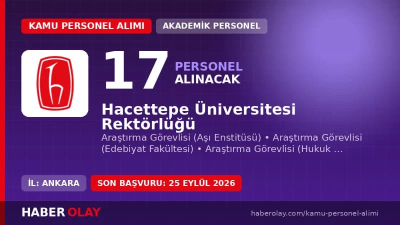 Hacettepe Üniversitesi 17 öğretim elemanı alımı başvuru şartları ve kadro dağılımı