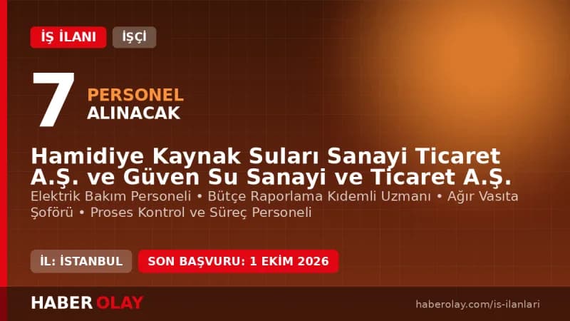 Hamidiye Kaynak Suları ve Güven Su personel alımı başvuru detayları ve kadro dağılımı