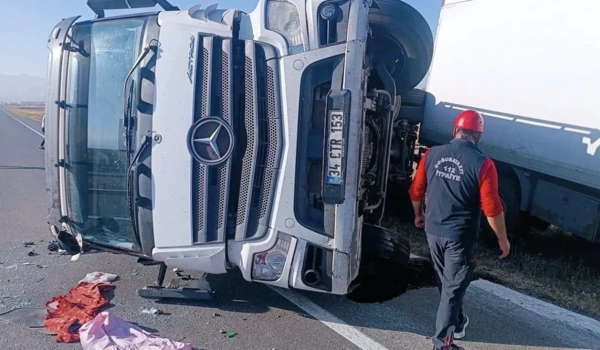 Iğdır’da eşeğe çarpmamak için manevra yapan kamyon kaza yaptı