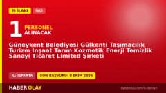 Isparta Güneykent Belediyesi büro işçisi personel alımı ilanı 2026