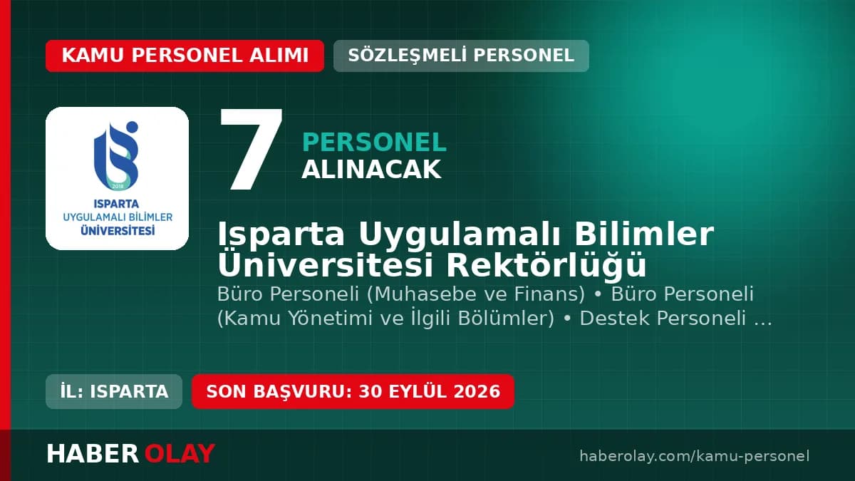 Isparta Uygulamalı Bilimler Üniversitesi sözleşmeli personel alımı ilanı 2026