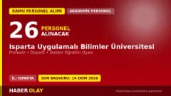 Isparta Uygulamalı Bilimler Üniversitesi öğretim üyesi alımı ilanı ve başvuru detayları